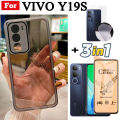 3 in 1 Vivo Y19S Y18 Y18E Y28 4G Y03 TPU Soft Silicone Transparent Phone Cover with Camera Protective Film Back Cover + Privacy Tempered Glass+Back Film.
