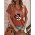 Fashion Ladies T-Shirt Short Sleeve Tops Heart Shape 3d Shirt Tees Girls O-Neck Oversized Apparel 2023 Summer Clothing Women's.