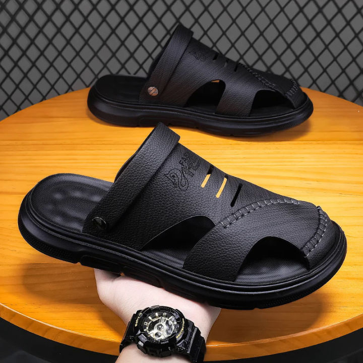 Mens%20leather%20sandals%20Summer%20Classic%20Mens%20Slippers%20soft%20sandals%20fashion%20casual%20comfortable%20outdoor%20beach%20walking%20shoes%20-%20Image%202