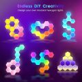 1-10PCS Touch Sensor LED Night Light RGB Modular Hexagon Lights Panels Remote Control Quantum Wall Lamp Computer Game Decor USB. 