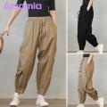 Amamia Summer Harem Pants Pockets Stretchy Waist Lady Harem Pants.