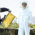 Beekeeping Bodysuit Safe Bee Keeper Outfit with Protective Round Veil Hood.