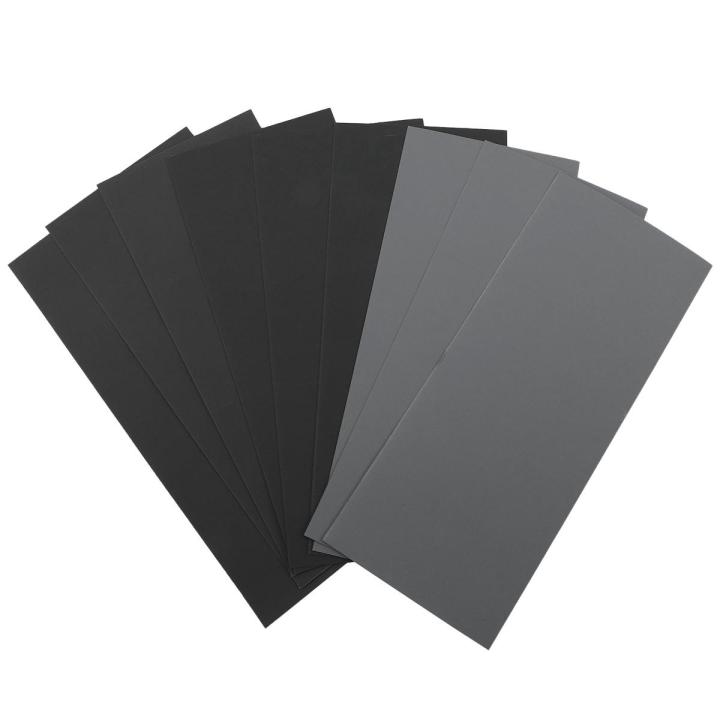 9 Pcs 3000 5000 7000  Grit Wet And Dry Sandpaper Assortment Drywall Sanding Paper 9 X 3.6 Inch For Car Paint Auto Body Automotive Polishing - Black