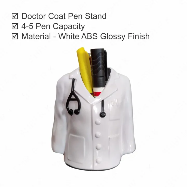 Doctor%20Coat%20Pen%20Pencil%20Holder%20Stand%20For%20Desk%20And%20Offices%20Tables%20(Plastic),%20Stationery,%20White%20-%20Image%202