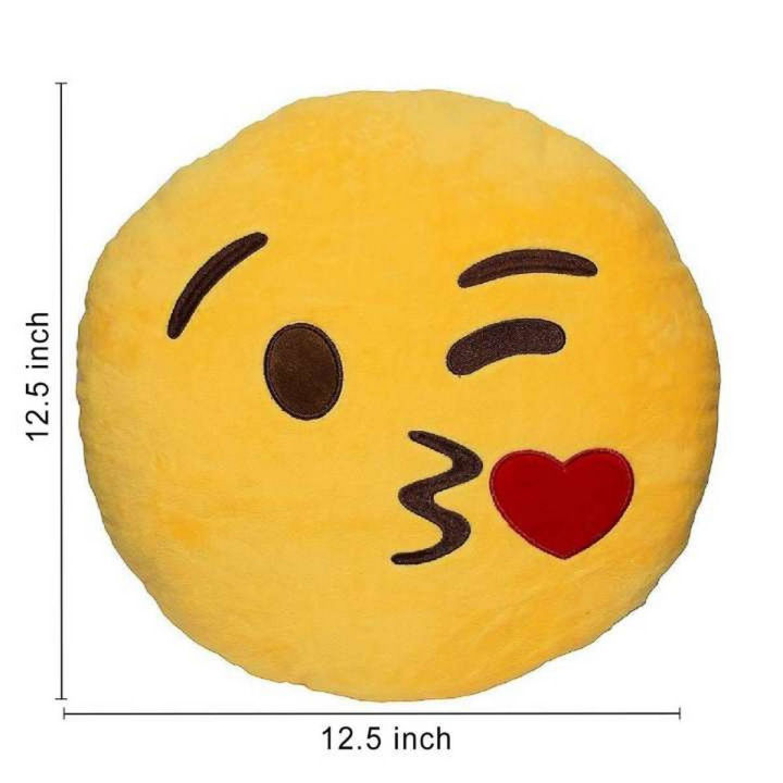1Pcs Wink Blow Heart Kiss Emoji Pillow 12.5 Inch Large Yellow Smiley Emoticon