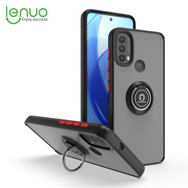 HAOYE Cover Per Motorola Moto E40/E30/E20 Con Anello Girevole E Supporto Magnetico – Custodia A Doppio Strato TPU+PC, Traslucida Verde Scuro - 4