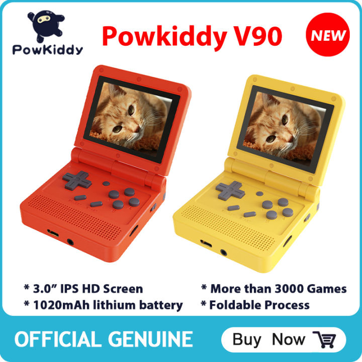 Powkiddy V90 Handheld Game Console 3.0 Inch IPS Screen Flip Retro Video Game Player Open Source Portable Mini Game Consoles Gift