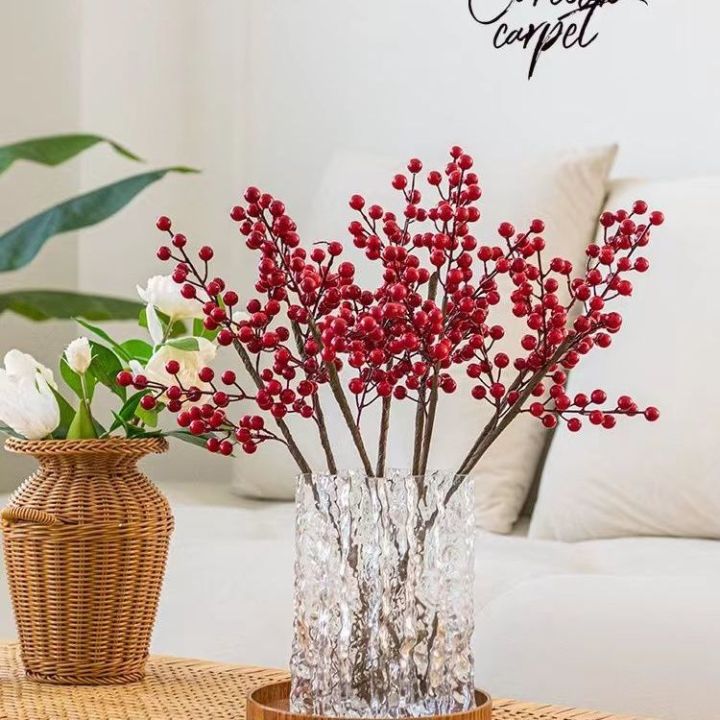 New Chinese Hawthorn Fake Flower Lucky Fortune Fruit Coffee Table Living Room Housewarming Decoration Wedding New Home Dried Flower Ornament
