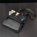 Men Shoulder Crossbody Bag Fashion Luxury Plaid Designer Leather Small Square Bag Male Business Travel Messenger Bags Handbag.
