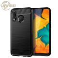 Leweisi carbon fiber bumper phone case for Samsung Galaxy A40 back cover shockproof protective cover.