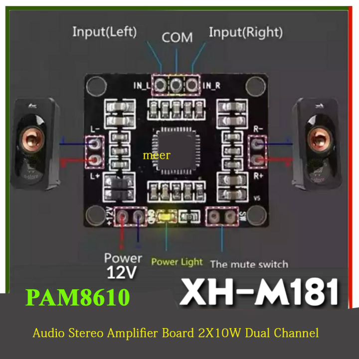 12V Mini Hi-Fi PAM8610 Audio Stereo Amplifier Board 2X10W Dual Channel D Class Lowest