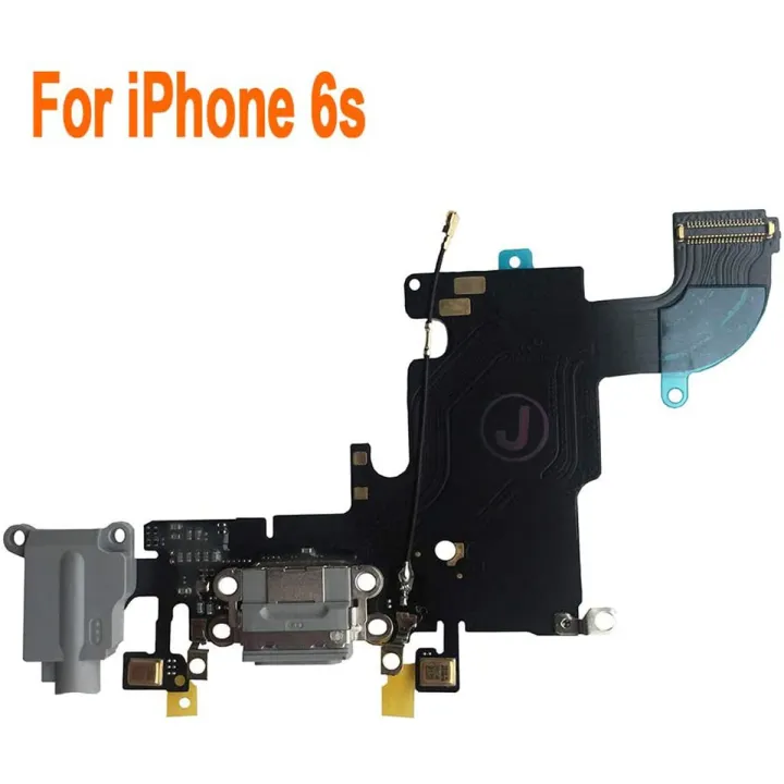 iPhone 6 / 6s Charging Port Dock Connector Flex Cable w/Microphone + Headphone Audio Jack Port Ribbon Replacement Part Compatible for iPhone 6s All Carriers (Black/Space Gray)