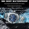 POEDAGAR Luxury Casual Watch Top Brand Fashion Square Dial Stainless Steel Calendar Luminous Waterproof Men Watch Male Clock+Box. 