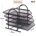 Metal Mesh 4 Tier Tray For Office Document Holder Desk Organizer. 