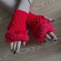 1 Pair Fashion Women Faux Rabbit Fur Hand Wrist Crochet Knitted Fingerless Gloves. 