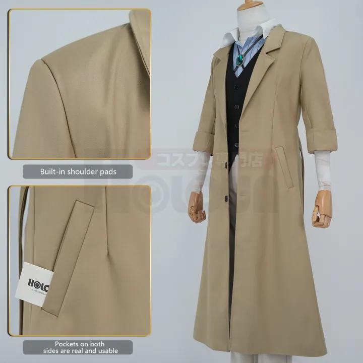 HOLOUN%20Bungo%20BSD%20Anime%20Dazai%20Osamu%20Cosplay%20Costume%20Wig%20Oversized%20Lining%20Coat%20Elastic%20Pants%20Vest%20Shirt%20Pendant%20Daily%20Wear%20Latest%20-%20Image%203