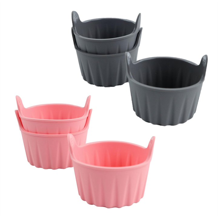 6 PCS Silicone Air Fryer Egg Mold Silicone Egg Bite Mold Pink & Gray Muffin Liner Poached Egg Cups for Microwave