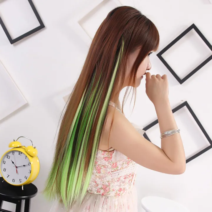 Wig%20Women's%20Long%20Straight%20Hair%20Wig%20Set%20Color%20Highlight%20One%20Piece%20Short%20Hair%20Extension%20Natural%20Five%20Clip%20-%20Image%204