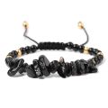 Natural Black Tourmaline Chips Beads Bracelet Healing Quartz Gem Stone Beaded Bracelets Adjustable Women Men Chakra Jewelry. 