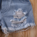 2PCS Baby Girls Off Shoulder T-shirts Tops+ Denim Shorts Outfits AU. 