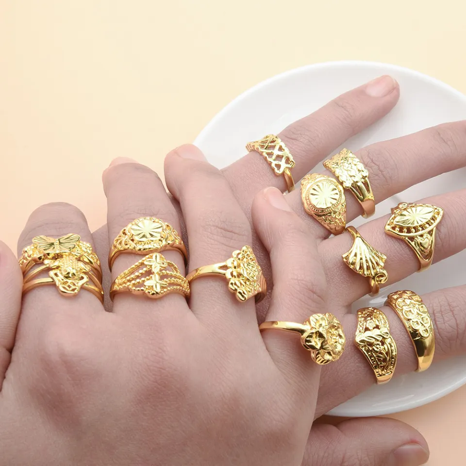 Engagement Ring Sonar Angti Dijain 1/5/10Pcs Fashion Retro Style Ring For Men Women Bride And Groom Wedding  Couple Ring Random