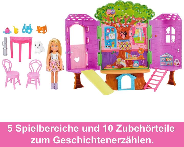Barbie%20HPL70%20Chelsea%20%20Doll%20and%20Treehouse%20Playset%20%20BARBIE%20-%20Chelsea%20Doll%20and%20Tree%20House%20Playset%20with%20Puppy%20with%20Furniture,%20Slide%20and%20More%20Than%2010%20Accessories%20for%20Endless%20Creative%20Fun%20for%20Children%20-%20Image%206