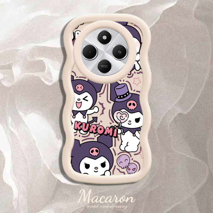 TA for Redmi 14C Back Cover Macaron Wave Soft Silicone Mobile Phone Cover Cartoon Kuromi Pattern Case