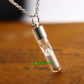 Hourglass Luminous Necklace Glass with Chain Glow in the Dark Sand Hourglass Pendant Jewelry Jewellery (Blue). 