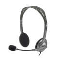 Logitech H110 Wired Headset, Stereo Headphones with Noise-Cancelling Microphone, 3.5-mm Dual Audio Jack, PC/Laptop - Black. 