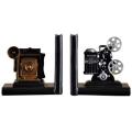 Durable Retro Camera Bookend Movie Film Projector Black Silver Collector's Project Creative Bookcase Vintage Jewelry Study Room Study Home Decorations. 