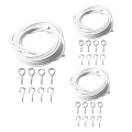 3X Curtain Wire and Hooks Set, 3 Meters Net Curtain Wirewith 8Pcs Screw-in Hooks for Net Curtain Rod.