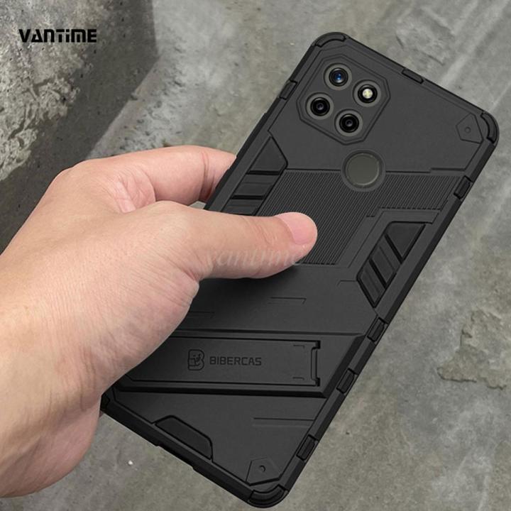 Vantime for Realme C21Y / Realme C25Y Case Kickstand Ultra Thin Shockproof Matte Back Cover