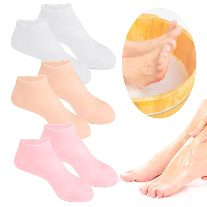 2PCS Silicone Moisturizing Spa Gel Heel Socks Foot Hand Care Sock Anti Cracking Dead Skin Remove Protector Pain Relief Pedicure
