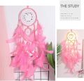 Dream Catcher with lamp pendant Feather Fairy LED Light Wall Hanging Bedroom Decor Ornament Gift: Pink, Purple and Blue.