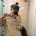 2023Spring and Autumn New Korean Style Loose CasualinsStriped Long SleeveTT-shirt Girls' Design Sense Niche Clothes.