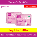 Freedom Sanitary Napkin Heavy Flow Cotton 8 pads (Buy 1 Get 1). 