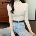 IELGY autumn half-high neck long-sleeved sweater women's inner wear bottoming shirt slim-fit half-high neck sweater women. 