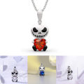Fashion New Cartoon Devil Smile Heart Necklace Gothic Style Blue Crystal Heart Alloy Necklace.
