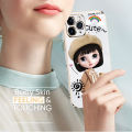 Hontinga for OnePlus 8T Back Cover + Free Lanyard Luxury 6D Plating Cute Satchel Girl Side Pattern Case Soft Silicone Square Mobile Cover.