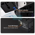 DoomHot Multi Socket International Travel Adapter All-in-one Universal Wall Plug Multi-Outlets Electrical Adapter Multi-Country Portable Converter Plug Power Supply Worldwide Travel Charger Power Converters with 2 USB Ports for USA/UK/AUST/EU.
