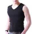 Plus Size Men Sporty Solid Color Sleeveless V Neck Slim Seamless Vest Tank Top.