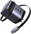 UGREEN Nexode 100W GaN USB C Retractable Charger with Built-in Cable, 3-Port Fast Charging Wall Adapter for Laptop, MacBook Pro/Air/Neo, iPhone 17/16, Galaxy S26, Pixel, iPad, MatePad, DJI Drone.