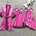 Long Sleeve Womens Pajamas Lace Lingerie Nightwear Underwear Sleepwear 4pc Suit Pajama Sets For Women Pijama Mujer.