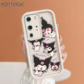 Hontinga for Huawei P40 Pro Back Cover Cartoon Kuromi Pattern Ladder Soft Camera Protection Rubber Phone Case.
