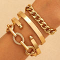 Bohe Gold Plated Tennis Chain Bracelets Adjustable Multi Layered Heart Bracelet Set Tiny Bangle Bracelet Set for Women Jewelry. 