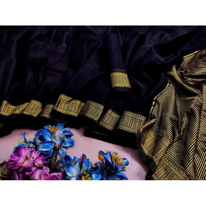 Exclusive Design Tangail Half Silk Black Color Nokshi Saree For Women by Defent Fashion - Chic, Elegant & Timeless Ethnic Wear