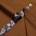 Brown Solid Casual Shirts For Men Blue Paisley Color Contrast Fashion Dress Shirt Luxury Designer Men Clothing. 