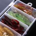 Simulation Worms Fishing Lures Bionic Single Tail Soft Baits Fishy Smell with Plastic Fishing Tackle Box 50Pcs. 