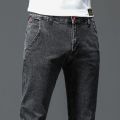 Solid Color Cotton Black Dark Gray Jeans Men's Trousers Classic Slim Stretch Casual Korean Fashion Youth Male Denim Trousers.