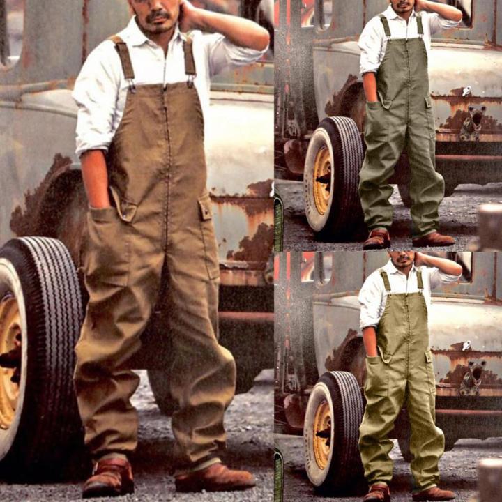 Bib Overalls Trendy Long Pants Square Neck Cargo Jumpsuit Comfy Cargo Jumpsuit Long Pants Loose Cargo Jumpsuit Trousers